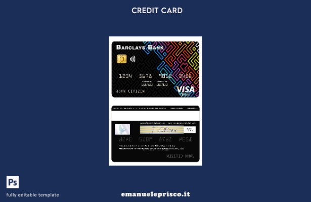 modello di carta visto USA Barclays Bank in stile verificato